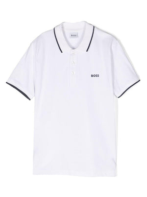 Polo per bambino Boss Kids bianca con stampa logo sul petto