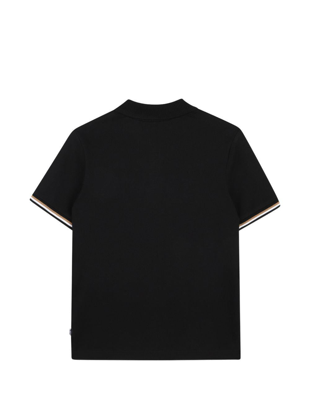 Polo per bambino Boss Kids nera con borsi a contrasto - Rubino Kids