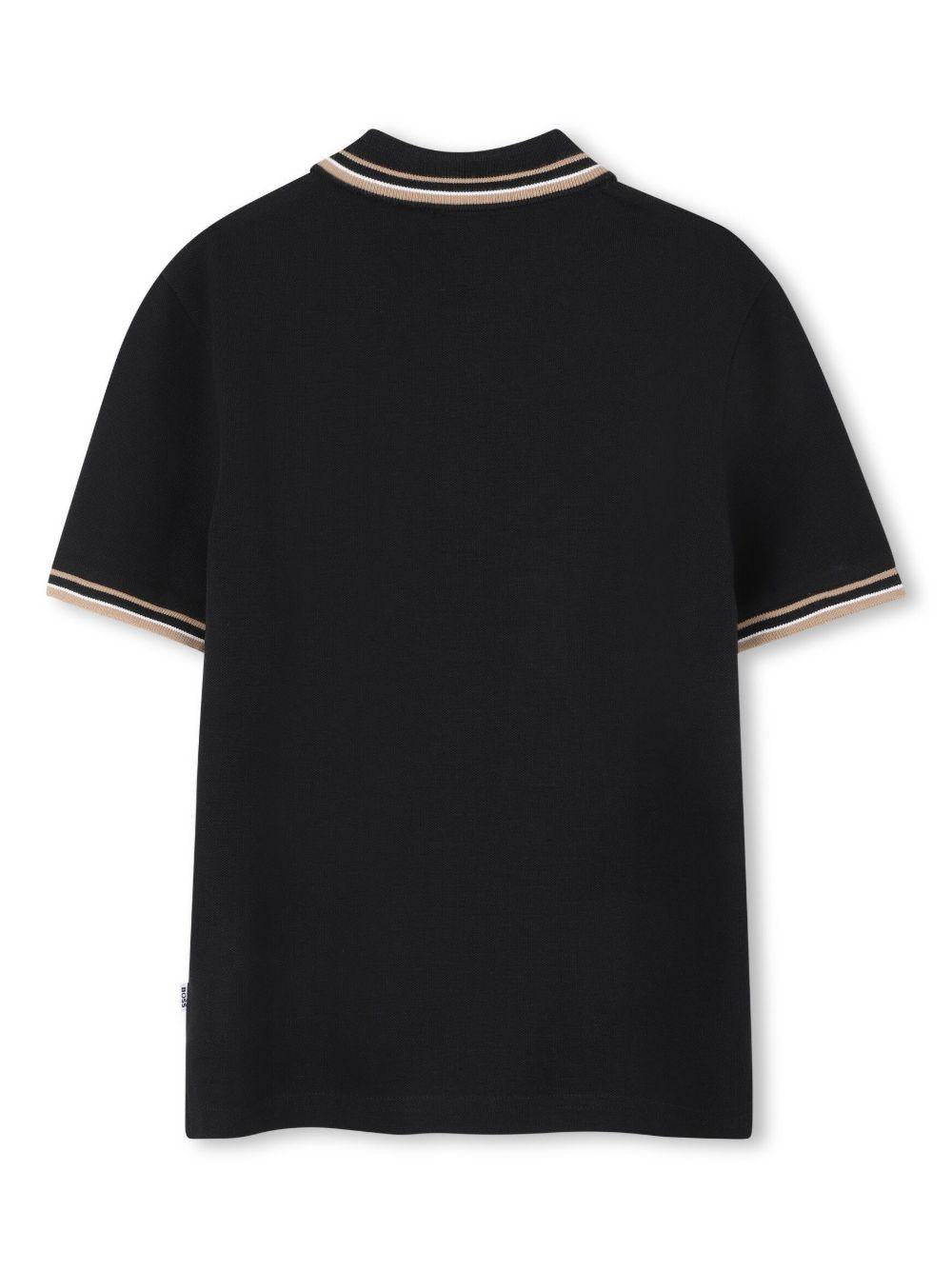 Polo per bambino Boss Kids nero con dettaglio con logo - Rubino Kids