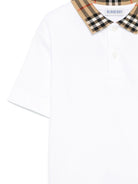 Polo per bambino Burberry Kids bianca con spacchetti laterali - Rubino Kids