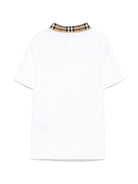 Polo per bambino Burberry Kids bianca con spacchetti laterali - Rubino Kids
