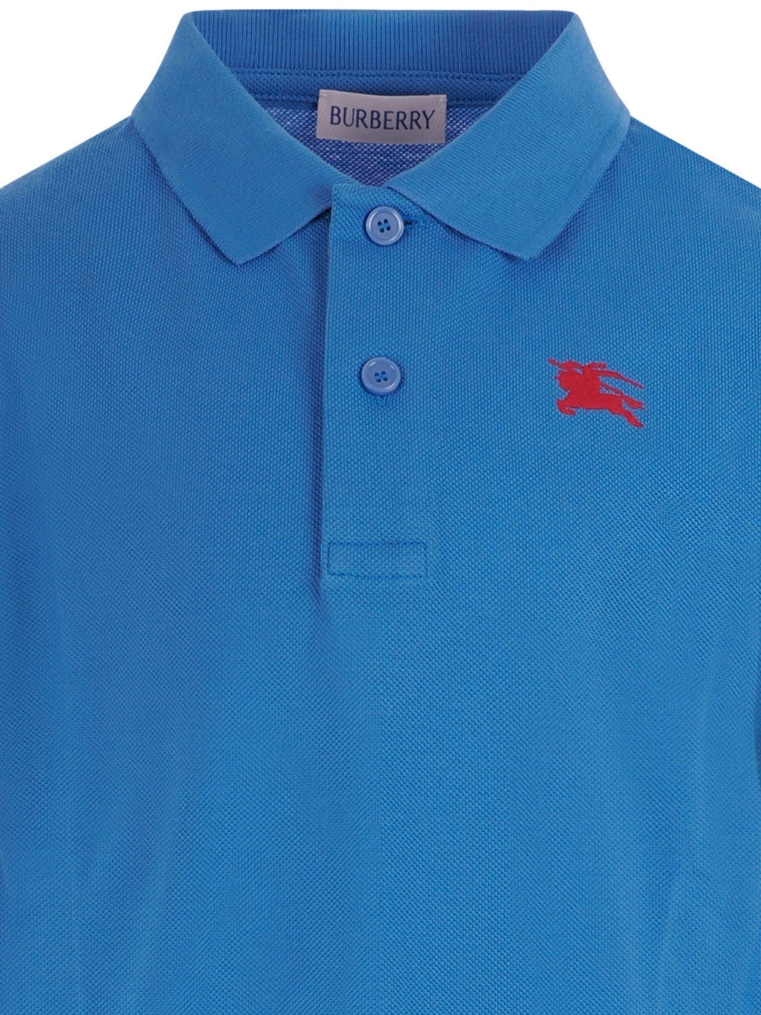 Polo per bambino Burberry Kids blu con logo ricamato - Rubino Kids