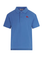 Polo per bambino Burberry Kids blu con logo ricamato - Rubino Kids