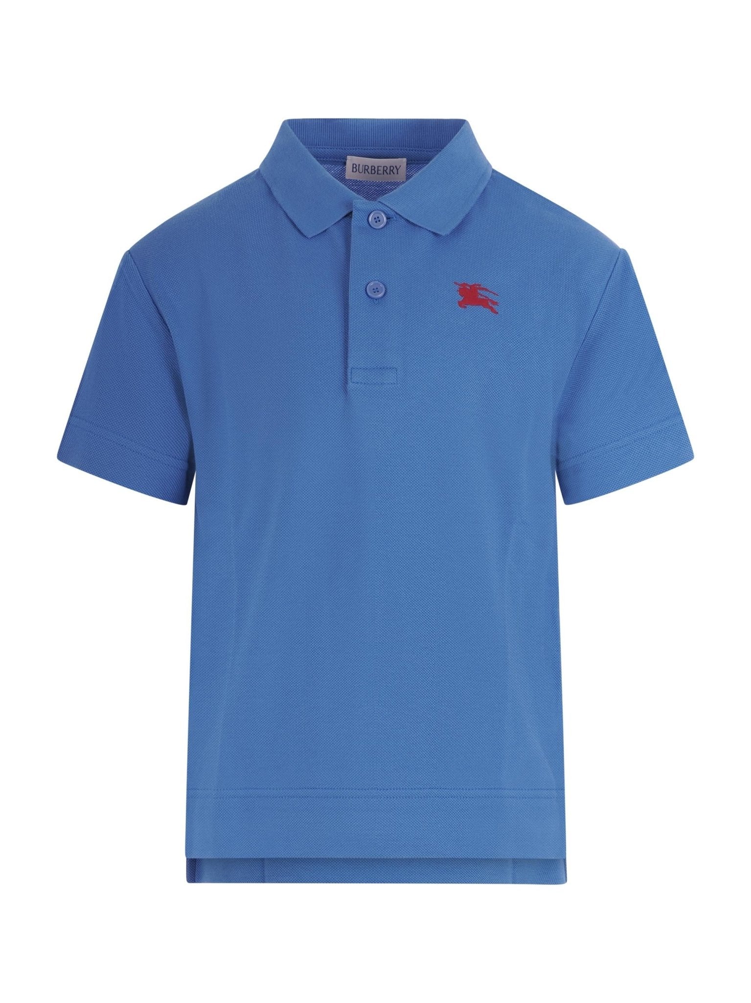 Polo per bambino Burberry Kids blu con logo ricamato - Rubino Kids