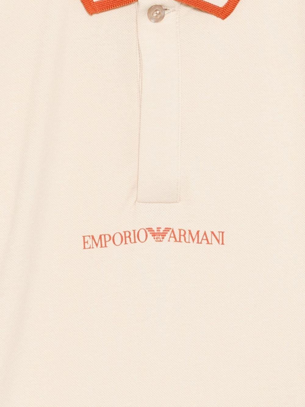 Polo per bambino Emporio Armani Kids écru con logo sul davanti - Rubino Kids