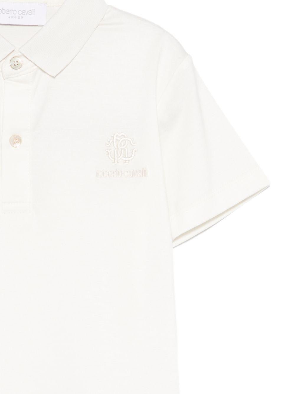 Polo per bambino Roberto Cavalli Kids bianco con dettaglio logo - Rubino Kids