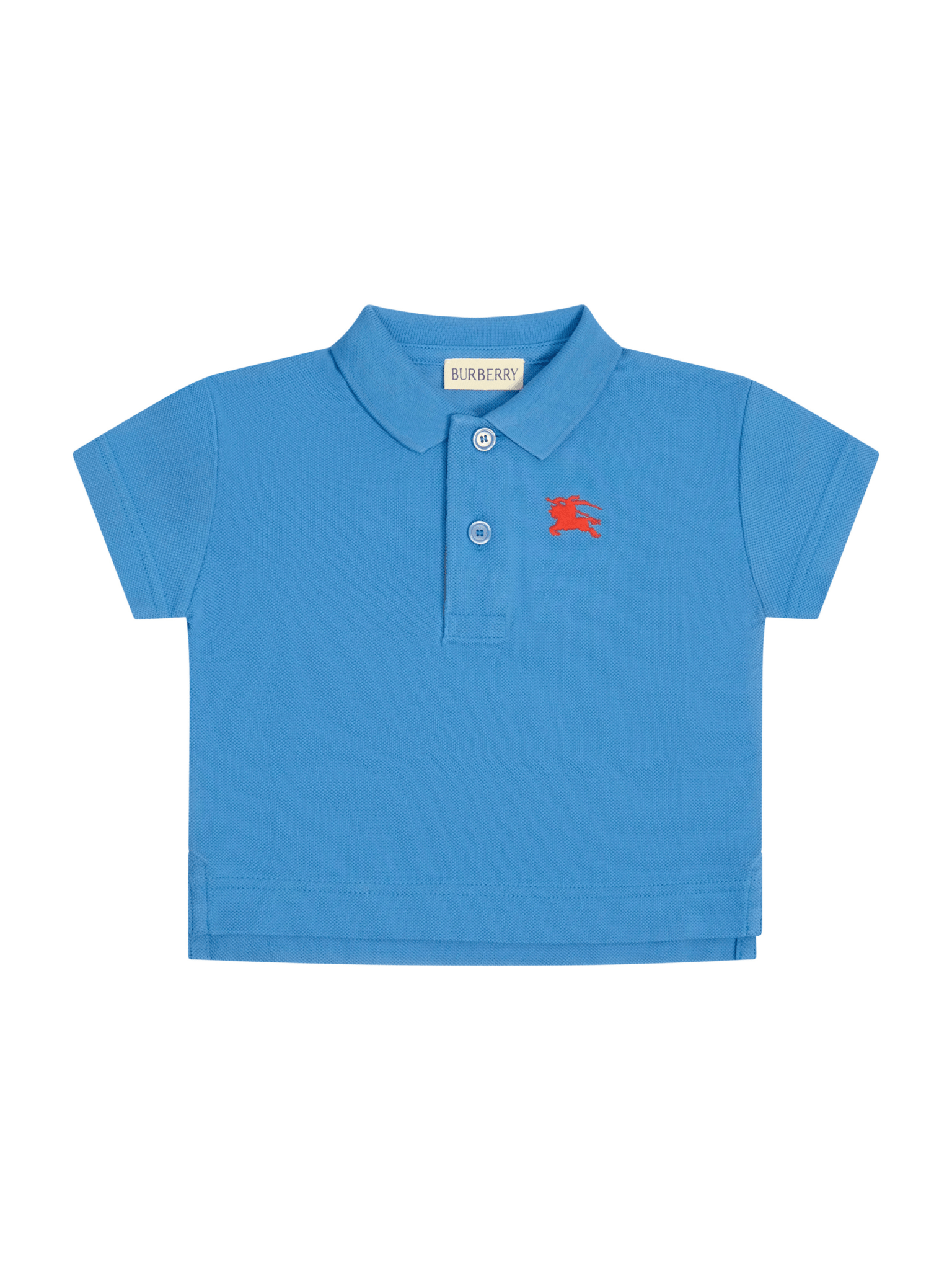 Polo per neonati Burberry Kids blu con logo ricamato - Rubino Kids
