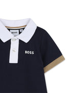 Polo per neonato Boss Kids multicolor con stampa logo sul petto - Rubino Kids