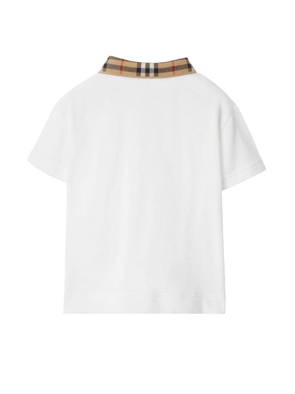 Polo per neonato Burberry Kids bianca con logo ricamato - Rubino Kids