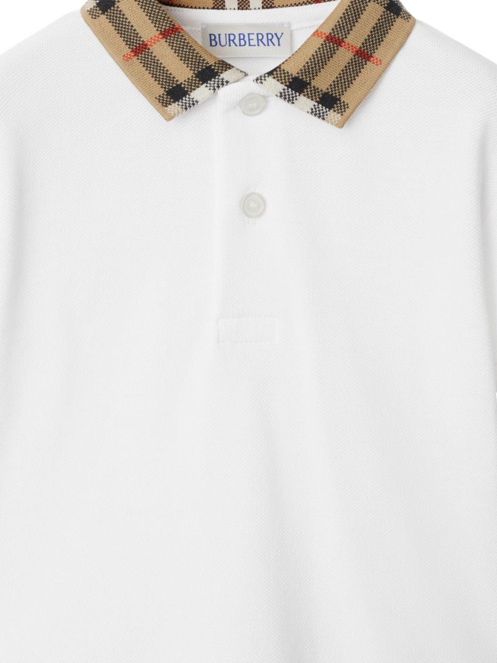 Polo per neonato Burberry Kids bianca con logo ricamato - Rubino Kids