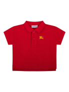Polo per neonato Burberry Kids rossa cotone in piquè di cotone - Rubino Kids