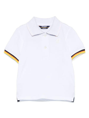 K Way Kids white Vincent polo shirt for newborns with ribbed cuffs