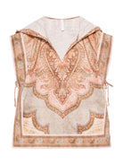 Poncho leggero per bambina Zimmermann Kids beige con cappuccio fantasia Awaken - Rubino Kids