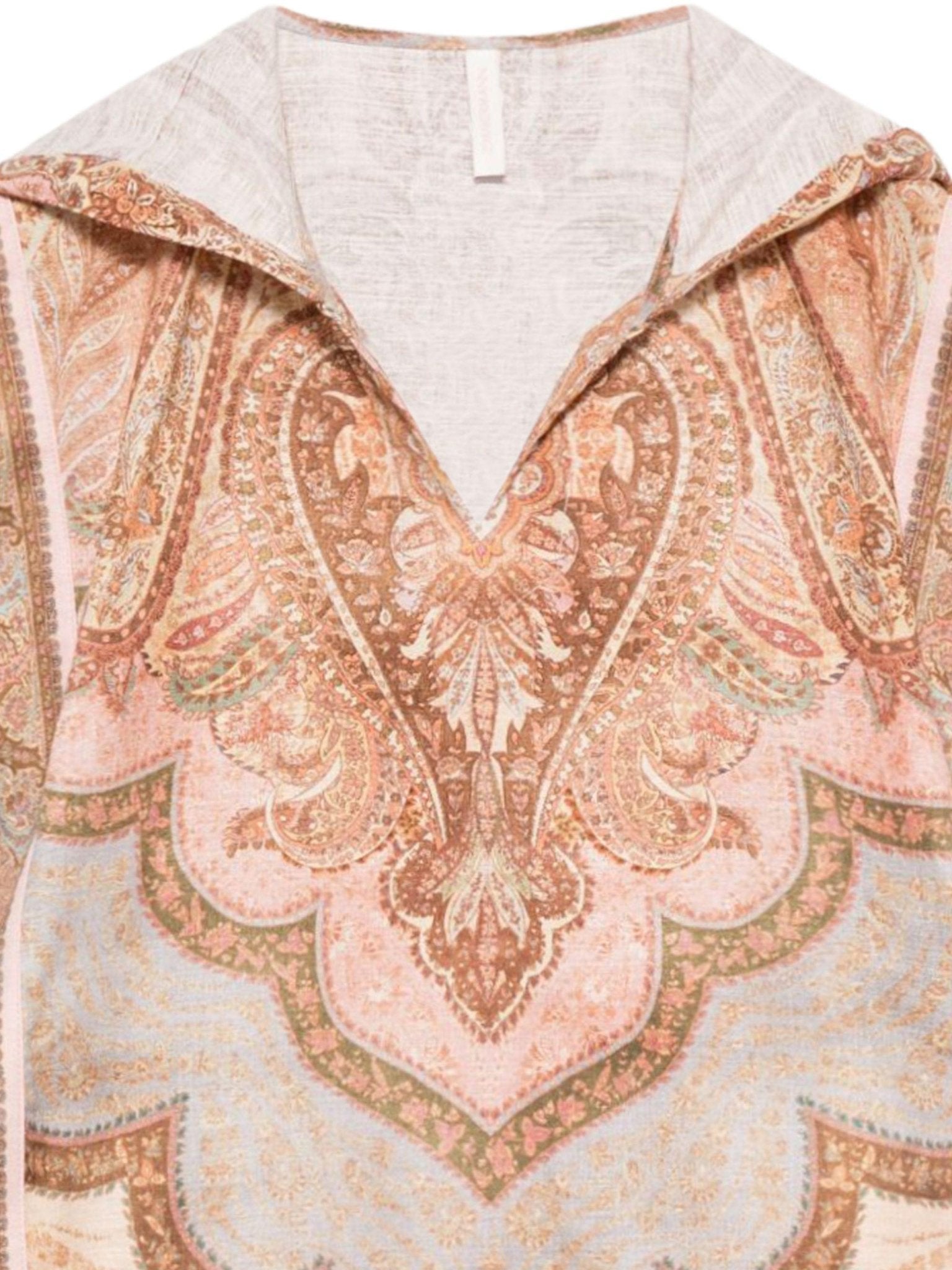 Poncho leggero per bambina Zimmermann Kids beige con cappuccio fantasia Awaken - Rubino Kids