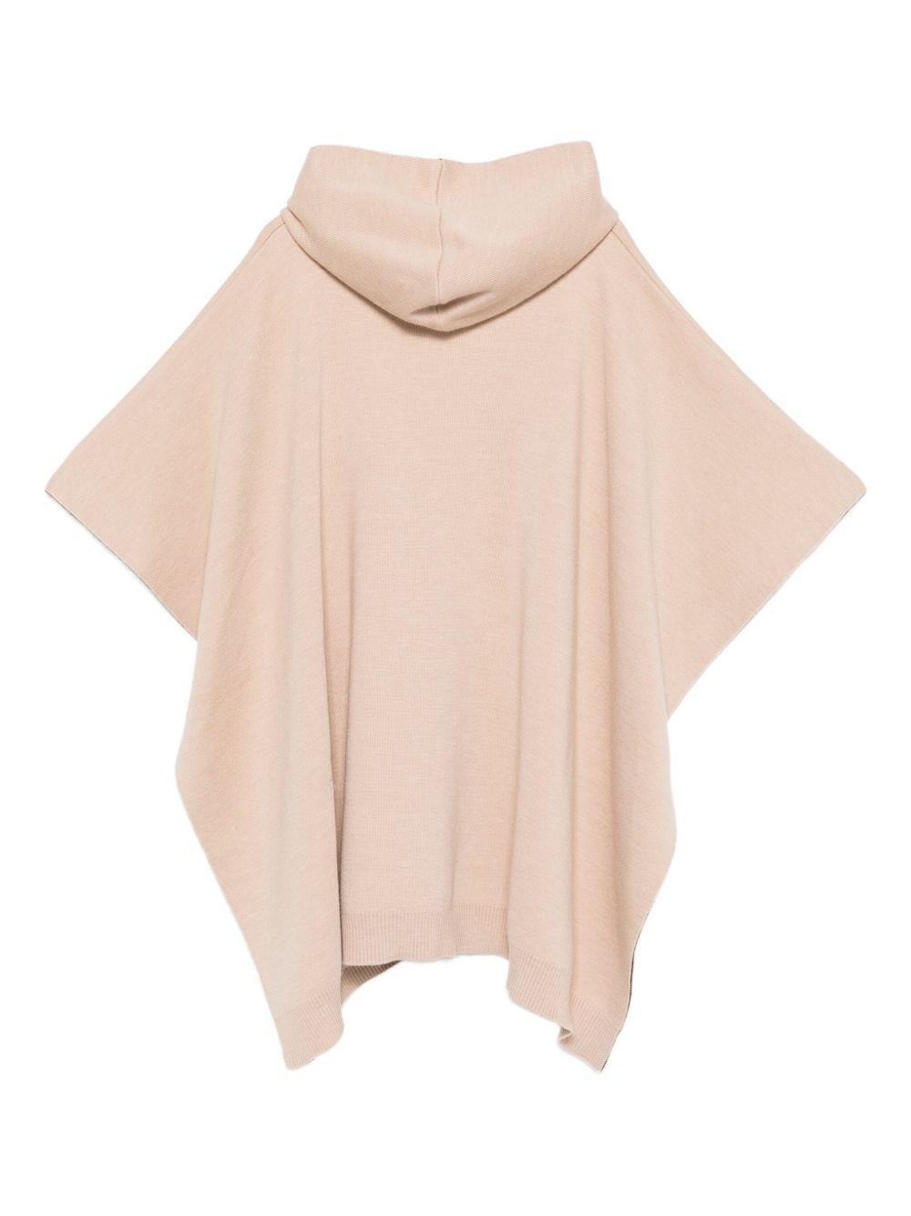 Poncho per bambina Fendi Kids beige con finiture con motivo FF - Rubino Kids