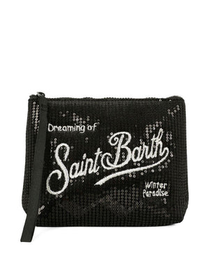 Pouch per bambina MC2 Saint Barth Kids nera con decorazione con paillettes