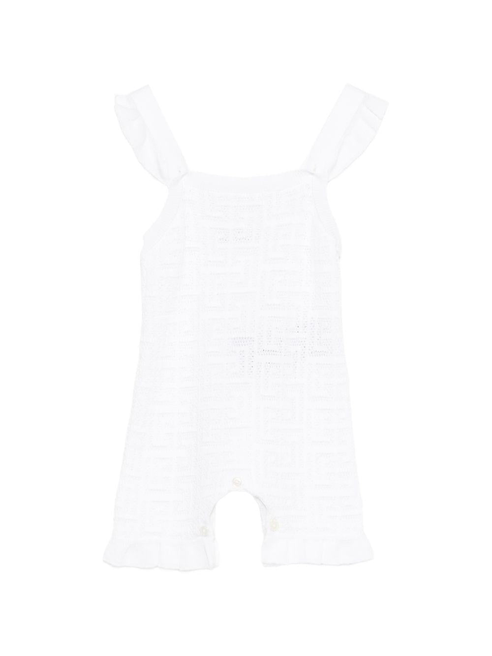 Salopette per neonata Balmain Kids bianca con ruches - Rubino Kids