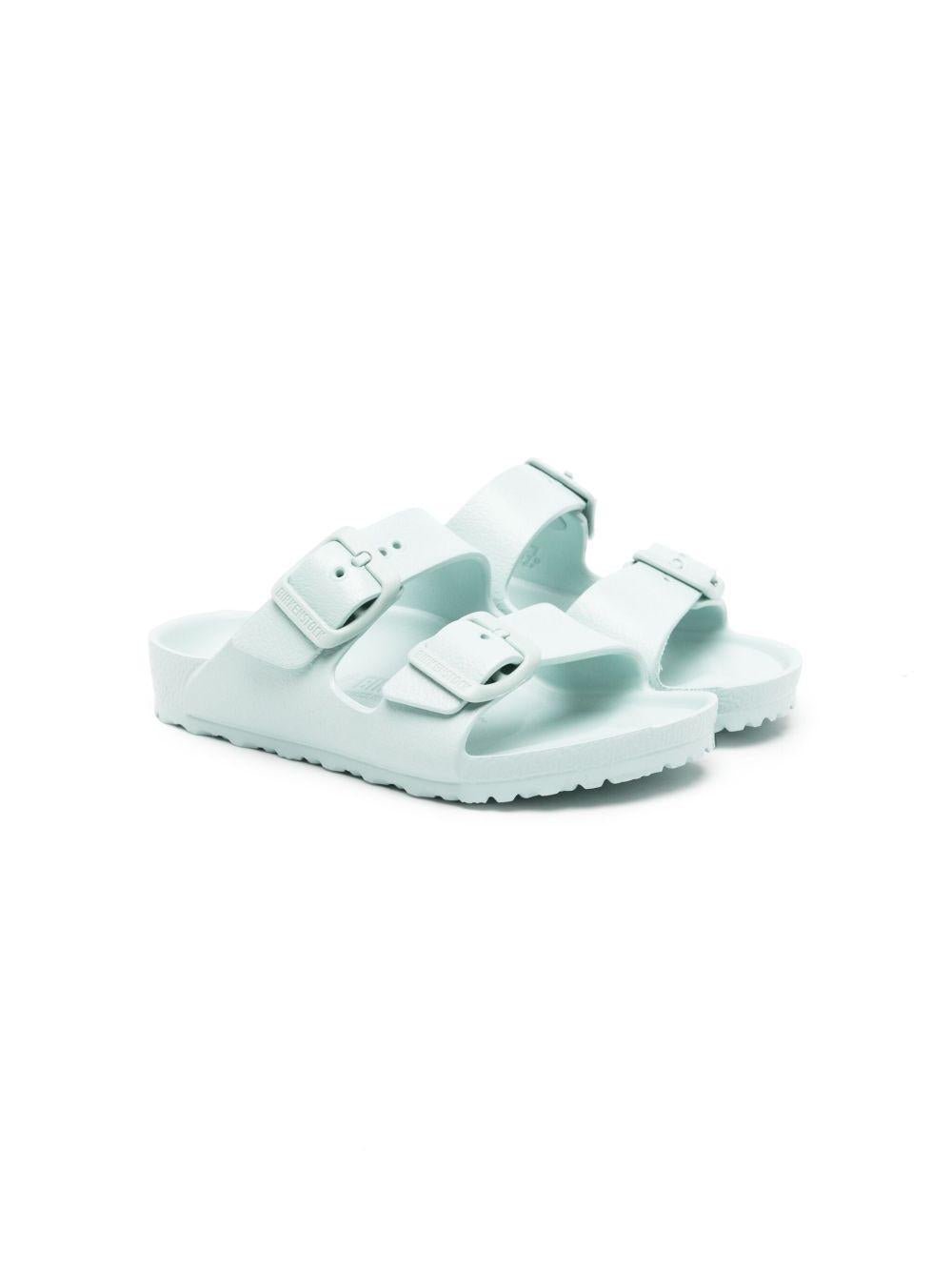 Sandali Arizona per bambini Birkenstock Kids verde con logo goffrato - Rubino Kids