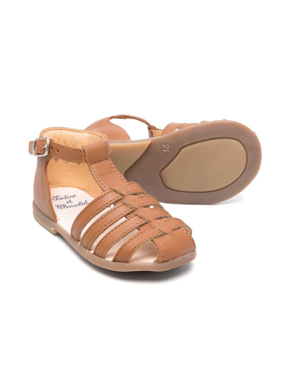 Sandali in pelle per neonato Tartine Et Chocolat marrone con chiusura con fibbia - Rubino Kids