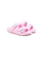 Sandali per bambina Birkenstock Kids rosa con logo goffrato - Rubino Kids