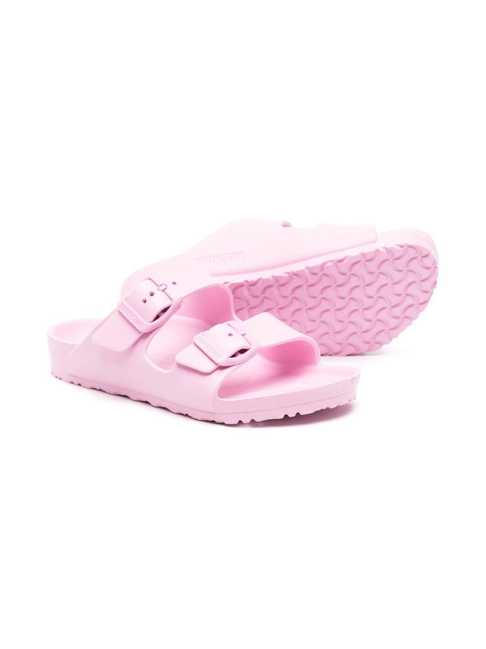 Sandali per bambina Birkenstock Kids rosa con logo goffrato - Rubino Kids