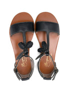 Sandali per bambina Bonpoint neri con applicazione fiori - Rubino Kids