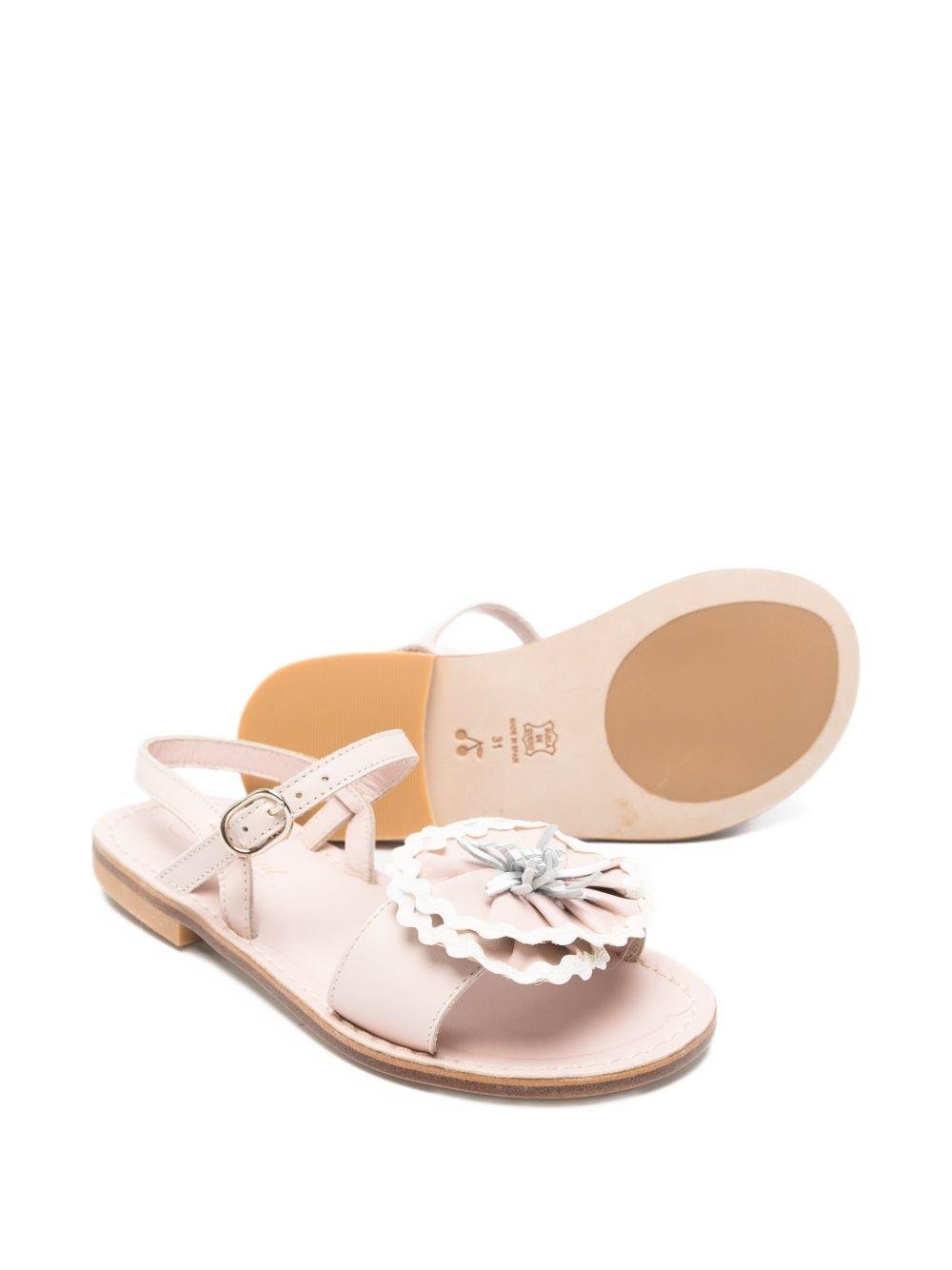 Sandali per bambina Bonpoint rosa con applicazione fiori sul davanti - Rubino Kids