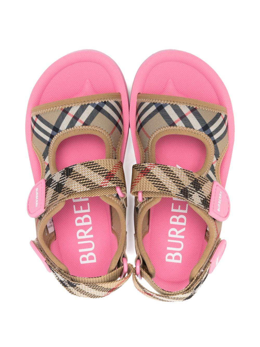 Sandali per bambina Burberry Kids rosa con design Vintage Check - Rubino Kids