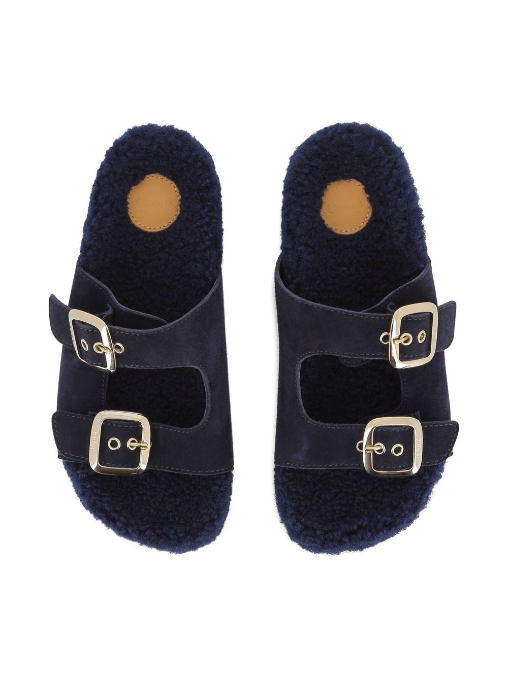 Sandali per bambina Chloé Kids blu con fodera in shearling sintetico - Rubino Kids