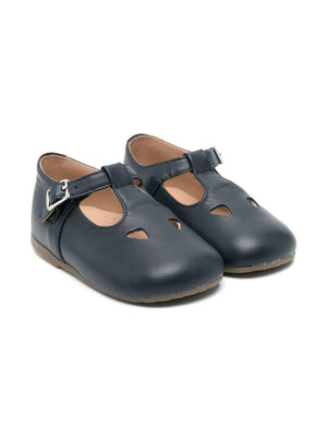 Eli1957 girls' blue leather sandals with side buckle fastening