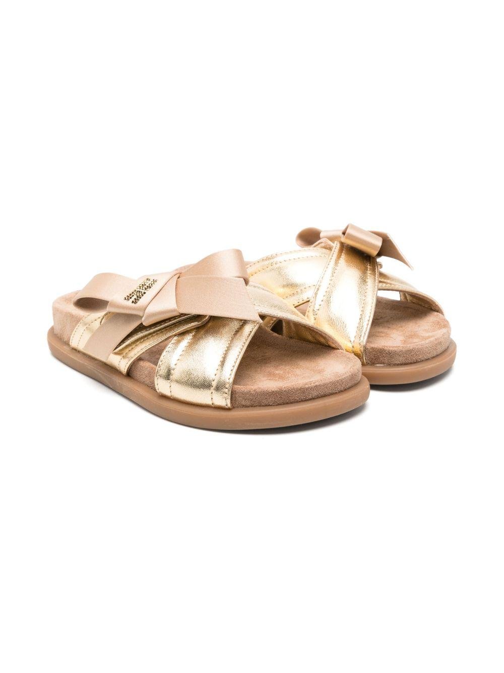 Sandali per bambina Elisabetta Franchi La Mia Bambina oro con fiocco - Rubino Kids