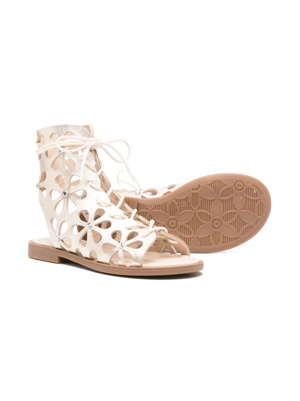 Sandali per bambina Florens oro a fiori con cut - out - Rubino Kids