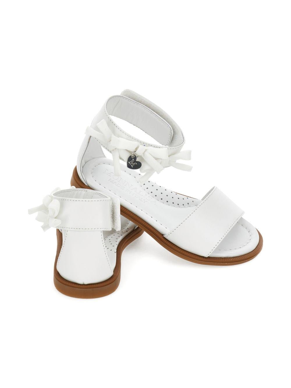 Sandali per bambina Monnalisa bianchi con decorazione fiocchi - Rubino Kids