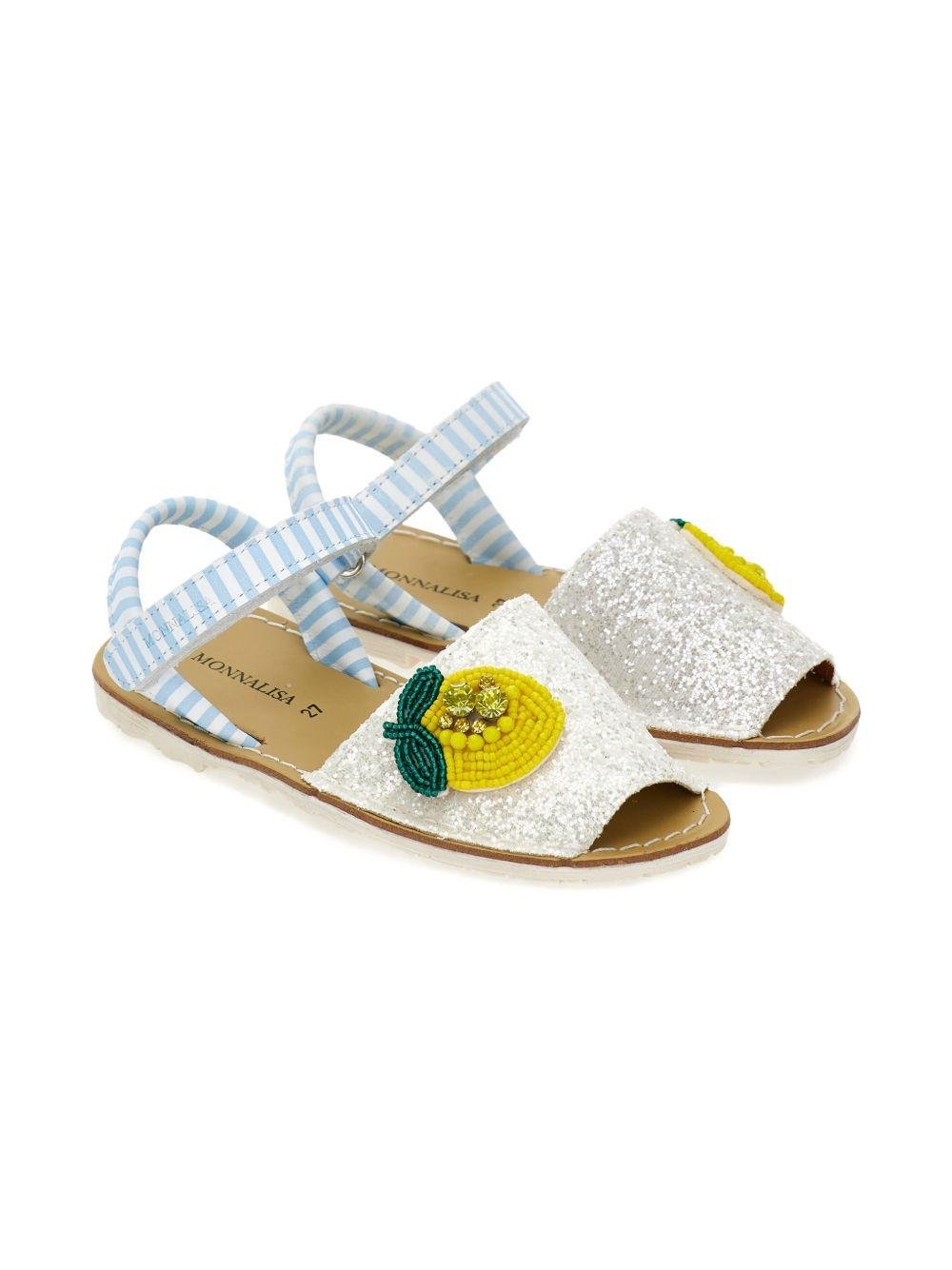 Sandali per bambina Monnalisa bianchi con decorazione limone - Rubino Kids