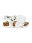 Sandali per bambina Monnalisa bianchi con dettaglio volant - Rubino Kids