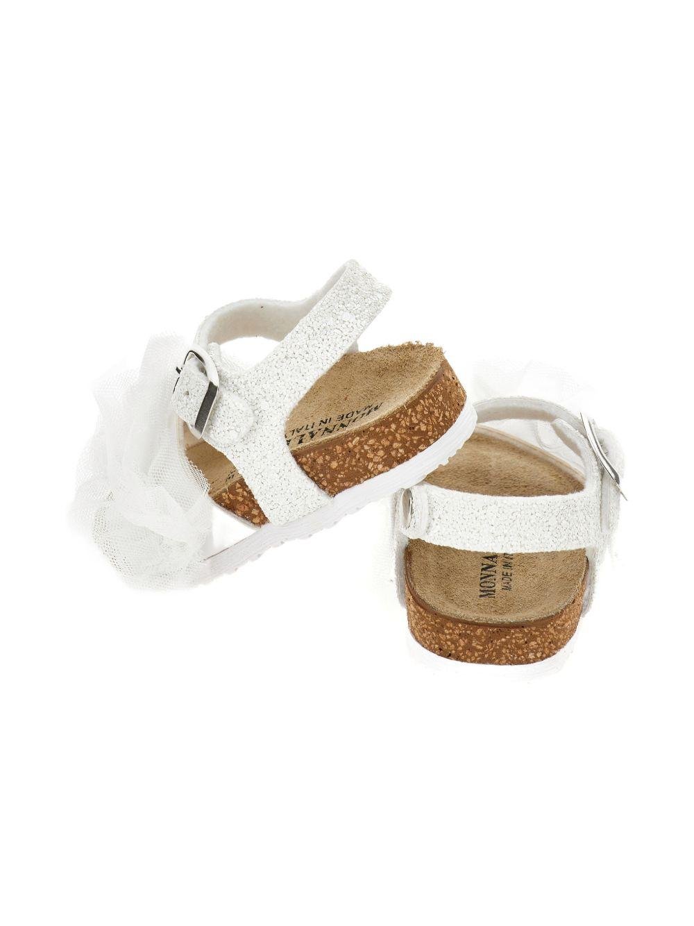 Sandali per bambina Monnalisa bianchi con dettaglio volant - Rubino Kids