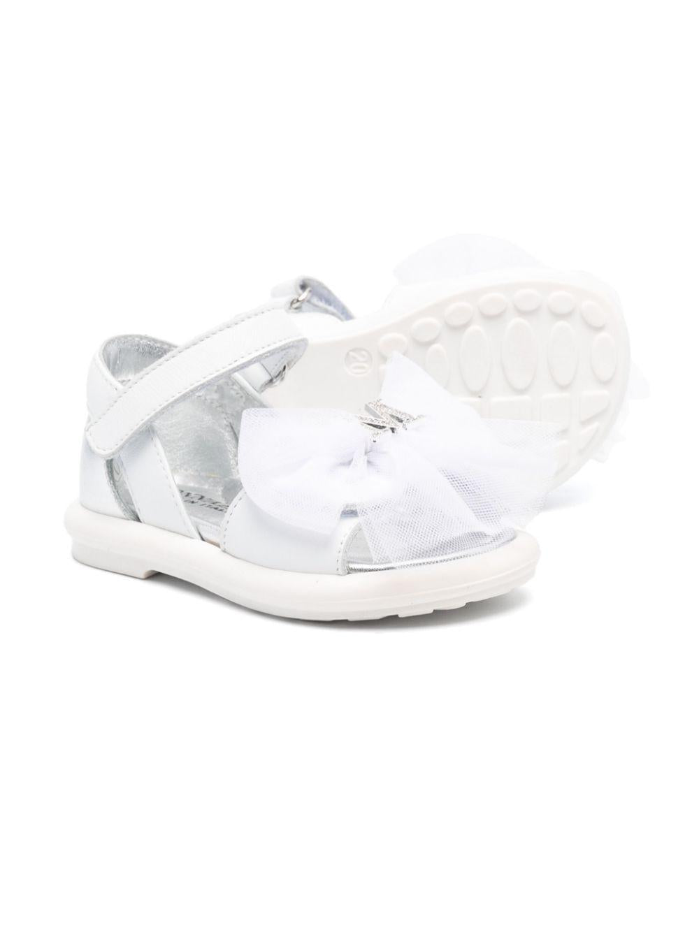Sandali per bambina Monnalisa bianco con dettaglio fiocco - Rubino Kids
