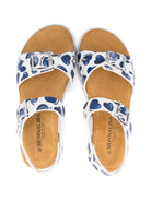 Sandali per bambina Monnalisa bianco con stampa a cuore blu - Rubino Kids