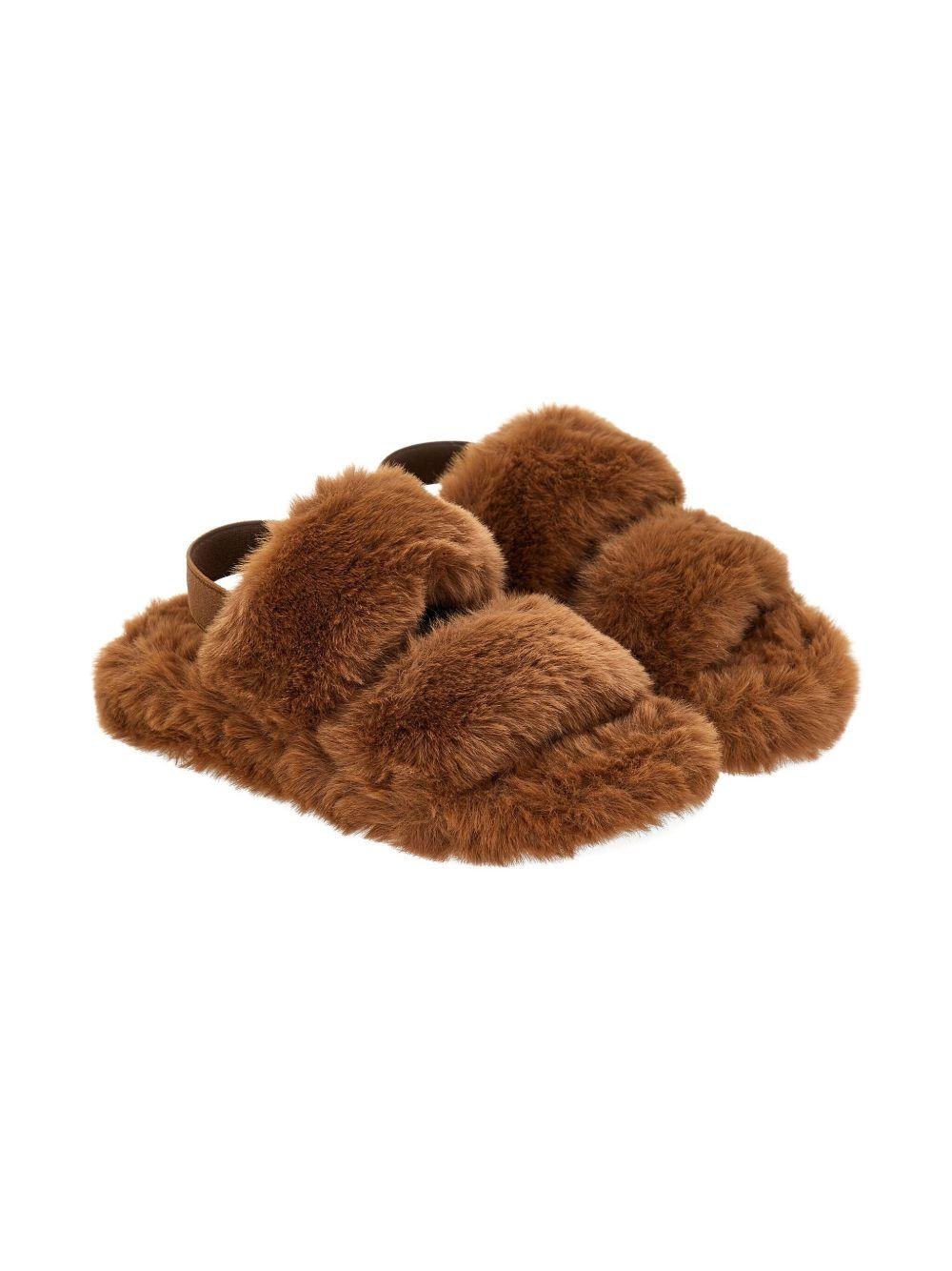 Sandali per bambina Monnalisa marrone in pelliccia sintetica - Rubino Kids