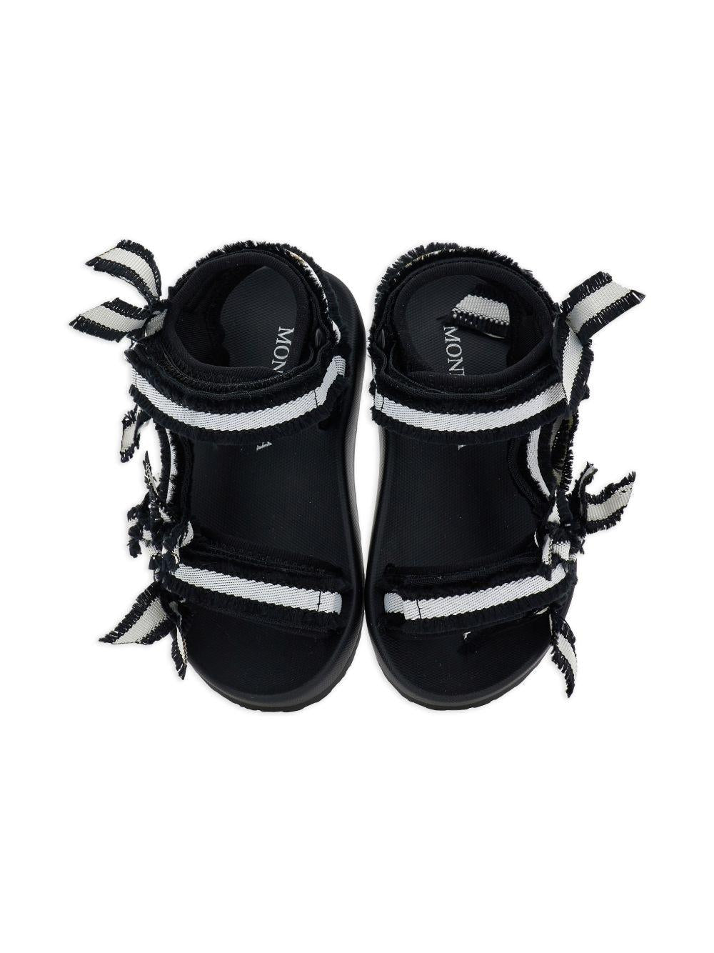 Sandali per bambina Monnalisa nero a righe - Rubino Kids