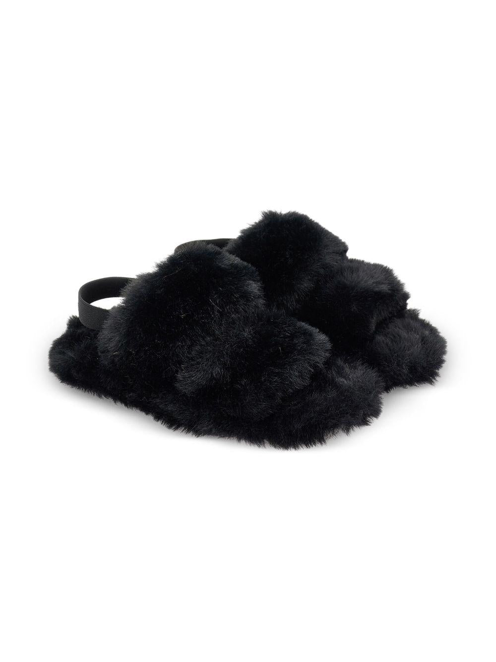 Sandali per bambina Monnalisa nero in pelliccia sintetica - Rubino Kids