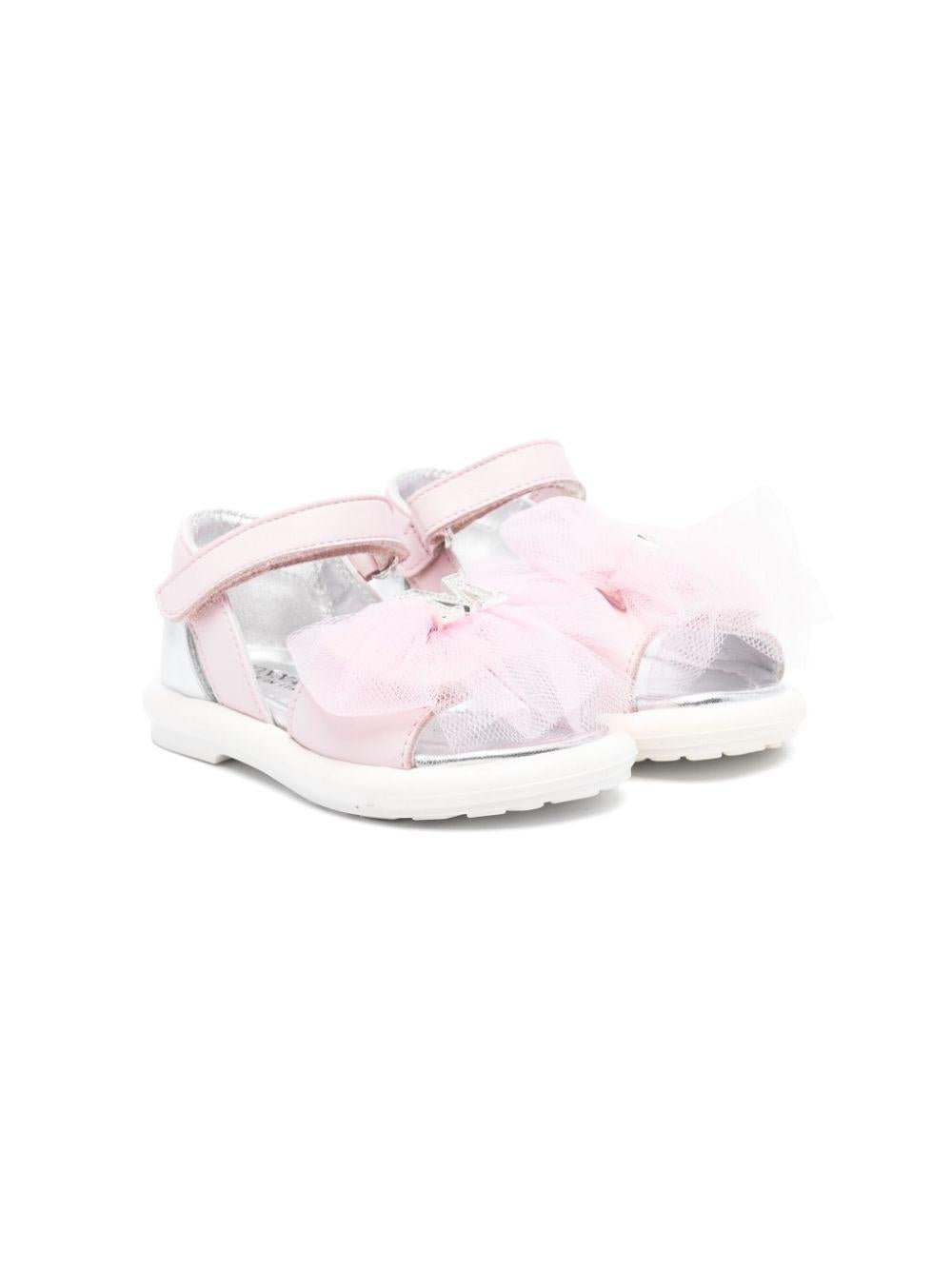 Sandali per bambina Monnalisa rosa con dettaglio fiocco - Rubino Kids