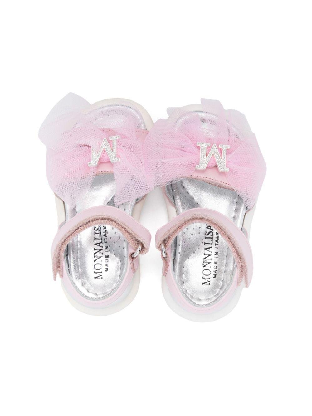 Sandali per bambina Monnalisa rosa con dettaglio fiocco - Rubino Kids