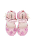 Sandali per bambina Monnalisa rosa con fiocco a perline - Rubino Kids