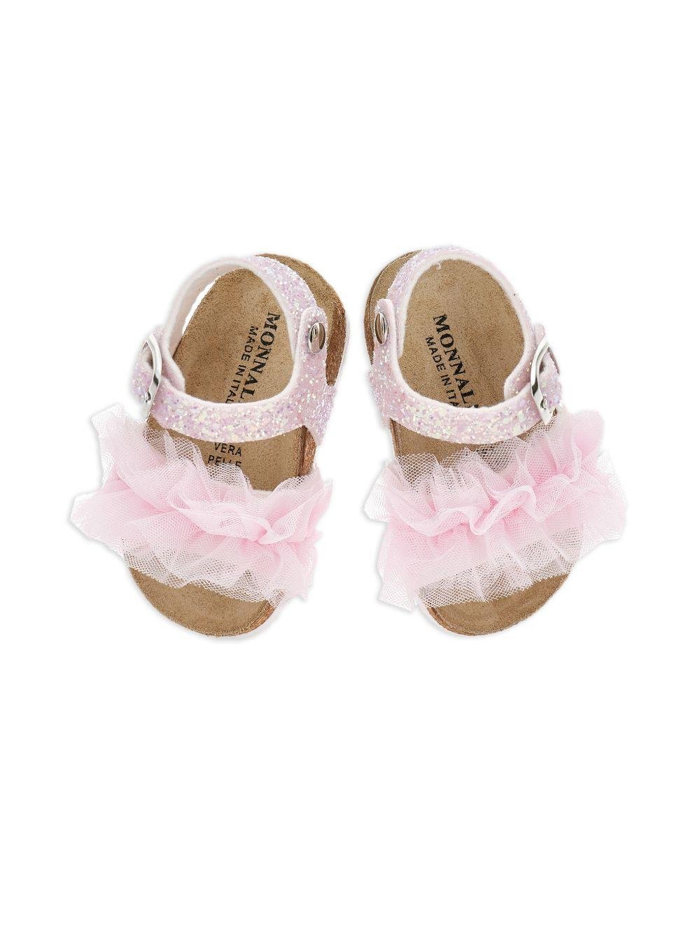 Sandali per bambina Monnalisa rosa con ruches - Rubino Kids