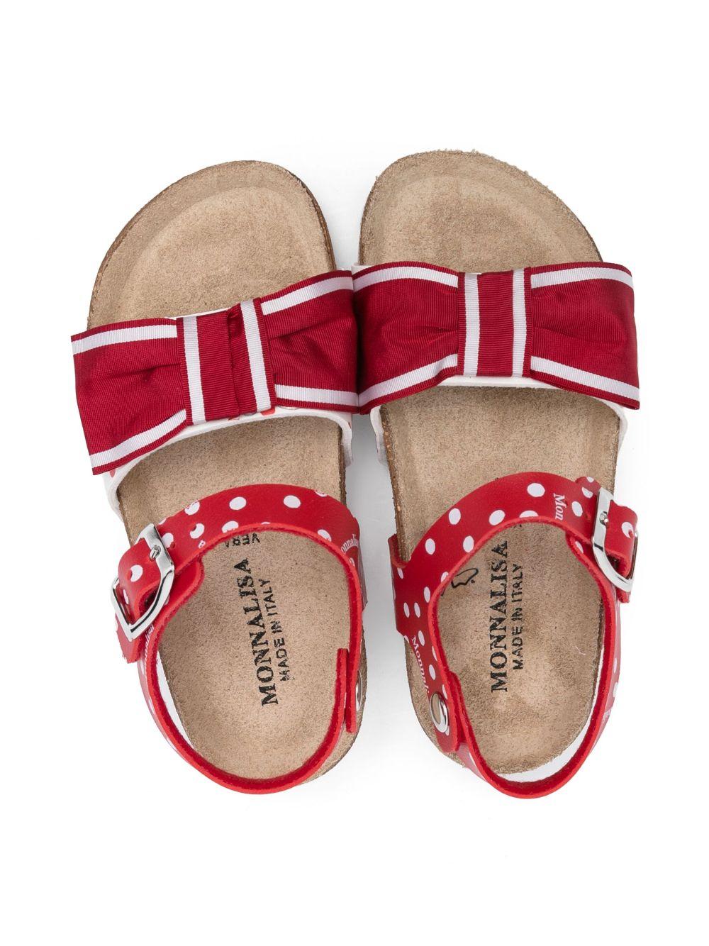 Sandali per bambina Monnalisa rosso a pois con dettaglio fiocco - Rubino Kids