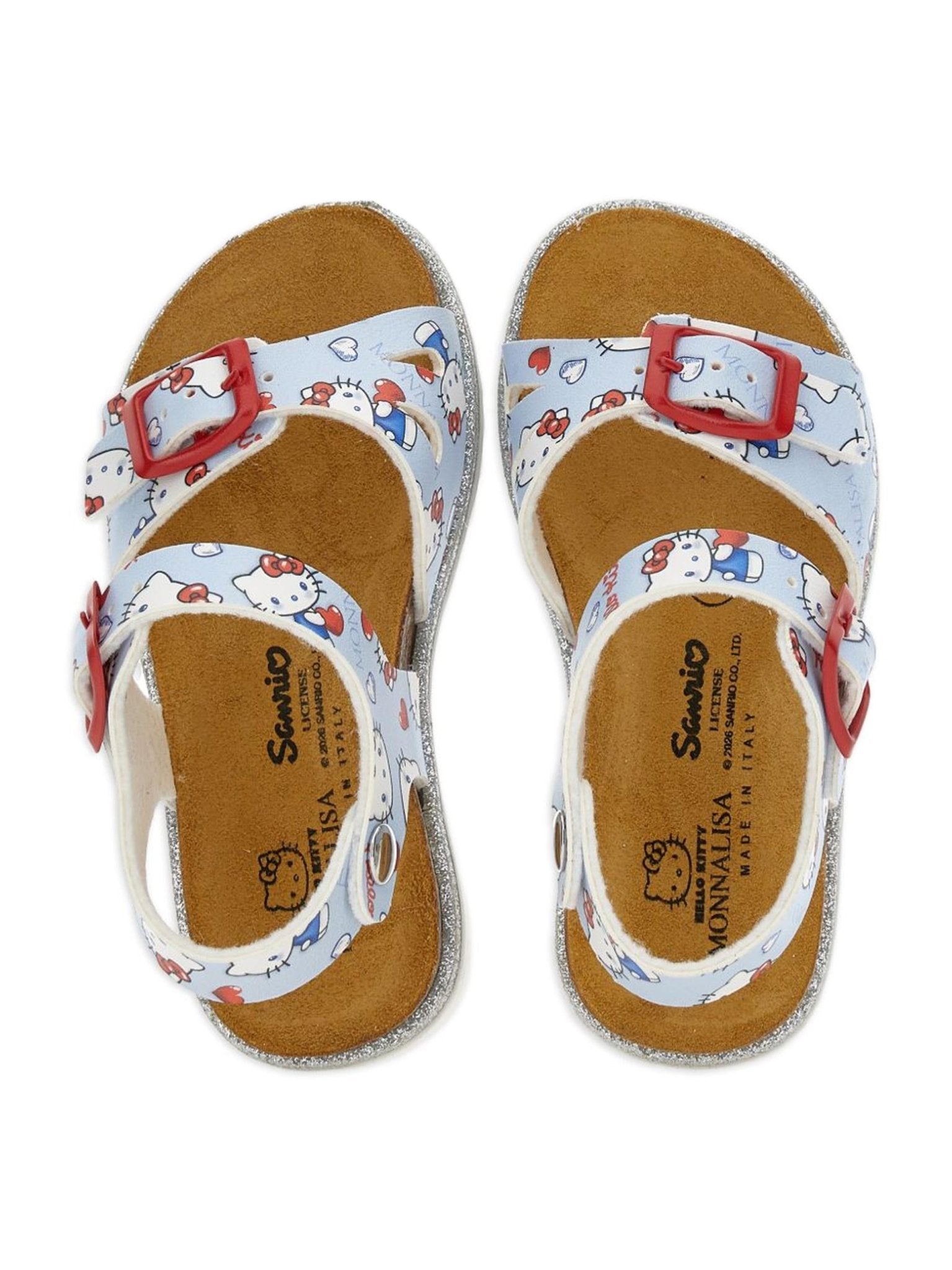 Sandali per bambina Monnalisa x Hello Kitty azzurro con fibbia - Rubino Kids