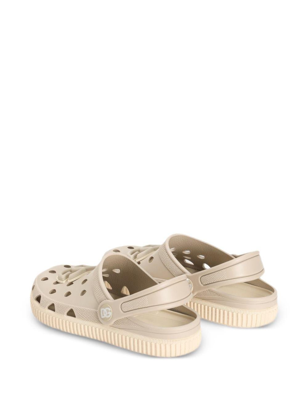 Sandali per bambini Dolce & Gabbana Kids beige con applicazione logo sul davanti - Rubino Kids