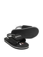 Sandali per bambino Boss Kids nero con dettaglio logo - Rubino Kids