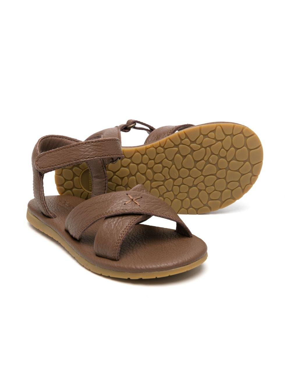 Sandali per bambino Donsje Otis marrone con chiusura frontale con strappo - Rubino Kids